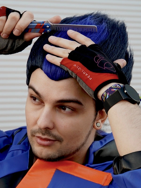 Valorant Yoru cosplay with Stylish Butterfly Comb